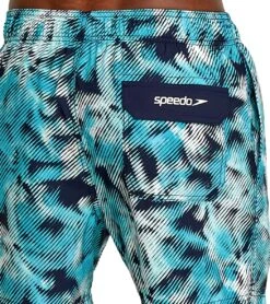 Speedo Men's 16" Printed Palm Swim Trunks -Speedo Store 7008196493480 peacoat 5a
