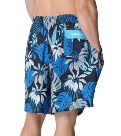 Speedo Men's 22" Big & Tall Hothouse Floral Redondo Edge Swim Trunks -Speedo Store 7379099189416 peacoat 3a