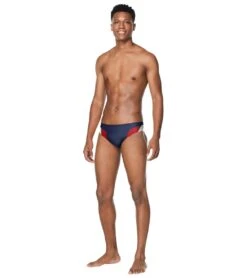 Speedo Men's Edge Splice Brief Swimsuit -Speedo Store 7510243508392 navyred 3a