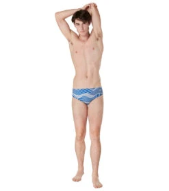 Speedo Vibe Men's Printed One Brief Swimsuit -Speedo Store 7762682151080 waveloreblue 4a